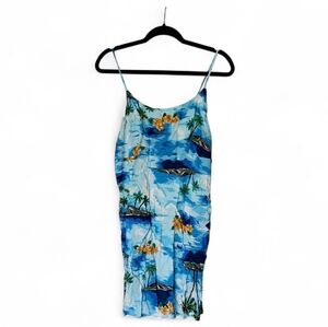 Tropical Blue Spaghetti Strap Dress By Hana Size S